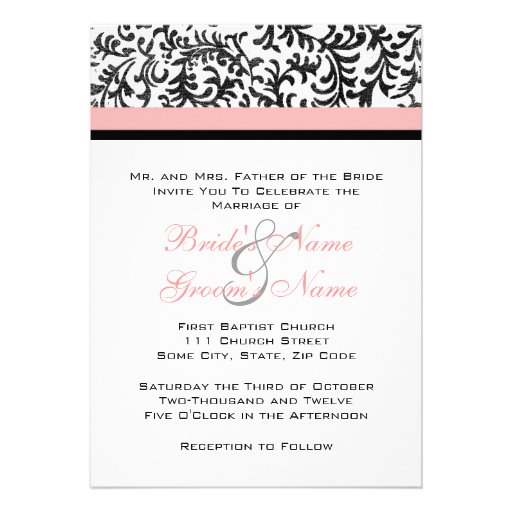 Pink and Black Wedding Invitation