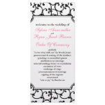 pink and black Wedding program Full Color Rack Card