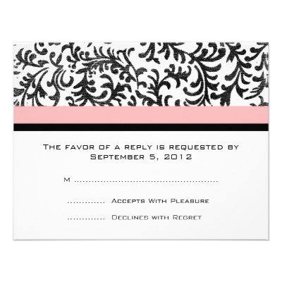 Pink and Black Wedding RSVP Invite