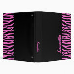 Pink and Black Zebra 3 Ring Binder