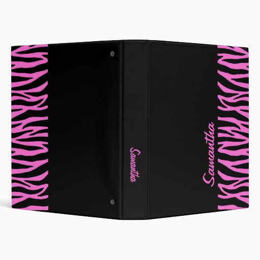 Pink and Black Zebra 3 Ring Binder
