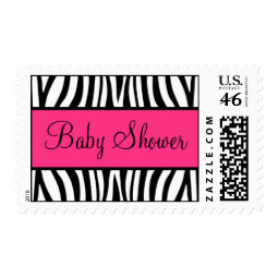 Pink and Black Zebra Baby Shower stamp