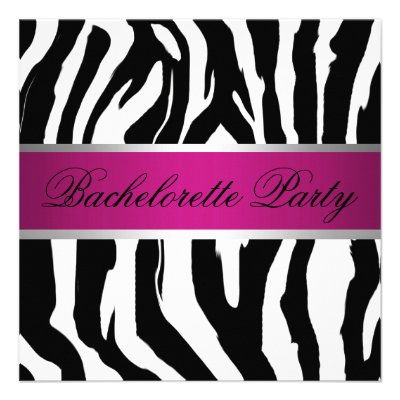 Pink and Black Zebra Bachelorette Party Custom Announcements