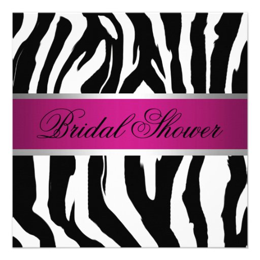 Pink and Black Zebra Bridal Shower Personalized Invitations