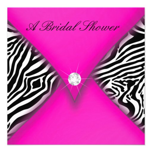 Pink and Black Zebra Bridal Shower Invite (front side)