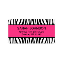 Pink and Black Zebra Custom Address Label
