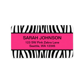 Pink and Black Zebra Custom Address Label