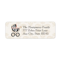 Pink and Black Zebra Print Baby Carriage Address labels