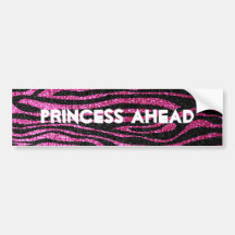 Pink and Black Zebra Print bling (faux glitter) Bumper Sticker