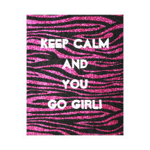 Pink and Black Zebra Print bling (faux glitter) Stretched Canvas Prints