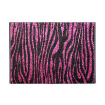 Pink and Black Zebra Print bling (faux glitter) iPad Mini Case