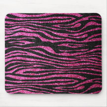 Pink and Black Zebra Print bling (faux glitter) Mouse Pad