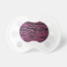 Pink and Black Zebra Print bling (faux glitter) Pacifier