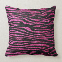 Pink and Black Zebra Print bling (faux glitter) Pillows