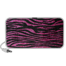 Pink and Black Zebra Print bling (faux glitter) Mp3 Speakers