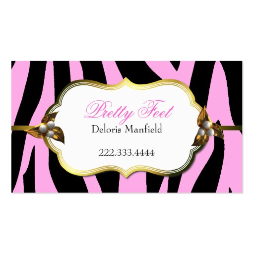 Pink and Black Zebra Print Business Card (front side)