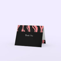 Pink and Black Zebra Stripe Thank You cards