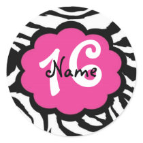 Pink and Black Zebra "Sweet Sixteen" Sticker by jgh96sbc Pink and Black Zebra "Sweet Sixteen" Sticker