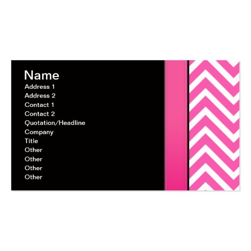 Pink and Black Zigzag Business Cards (front side)