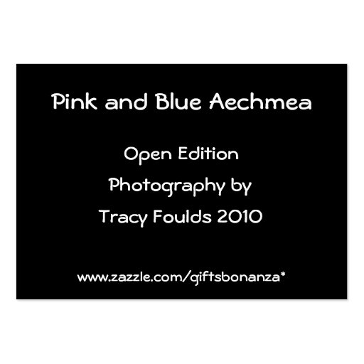 Pink and Blue Aechmea ACEO Business Card (back side)