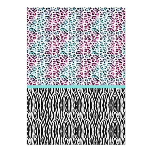 Pink and Blue Animal Print Sweet 16 Invitation