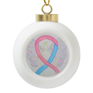 Pink and Blue Awareness Guardian Angel Ornament