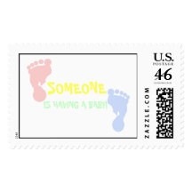 Pink and Blue Baby Footprints Personalized Stamps