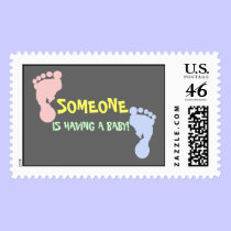 Pink and Blue Baby Footprints Personalized Stamps