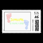 Pink and Blue Baby Footprints Personalized Stamps