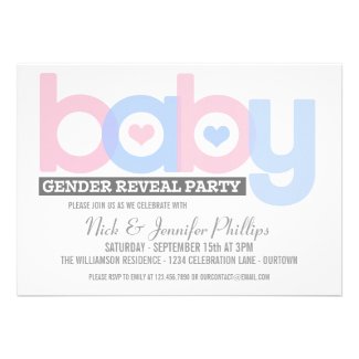 Pink and Blue Baby Gender Reveal Party Invitation