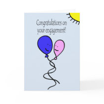 Pink and Blue Ballon Engagement Congratulations Greeting Card