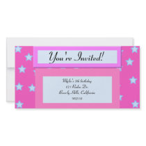 Pink and Blue Birthday Invite Photo Card photo cards