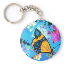 Pink and Blue Butterfly Line Keychain