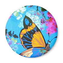 Pink and Blue Butterfly Line Refrigerator Magnet