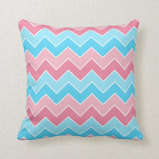 Pink and Blue Chevron Throw Pillow Zazzle