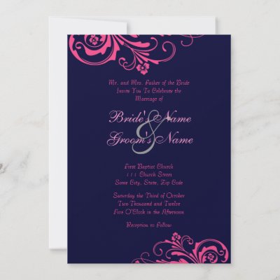 Pink and Blue Chic Wedding Invitation by TheBrideShop