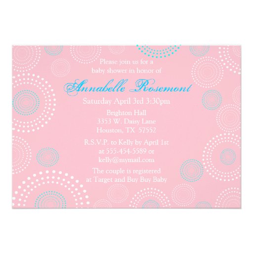 Pink and Blue Circles Baby Shower Invitation