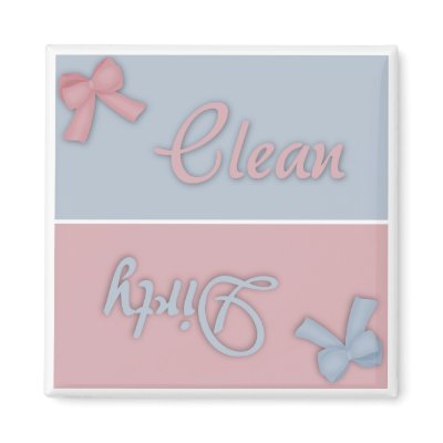 Pink and Blue Clean and Dirty Dishwasher Magnet by cuddlycuties