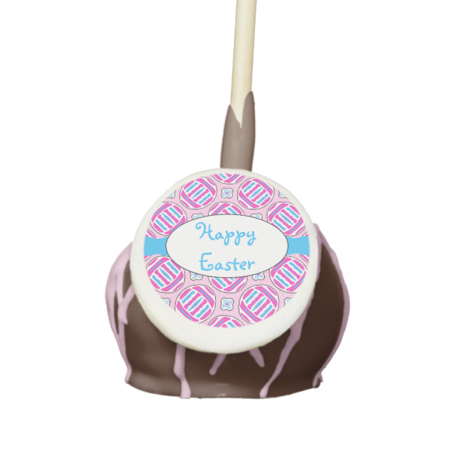 Pink and Blue Colorful Easter Eggs and Flowers Cake Pops