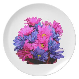 Pink and Blue Daisy Flower Bouquet Image plate