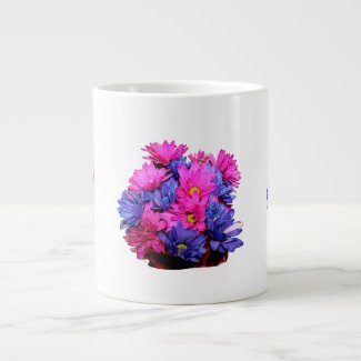 Pink and Blue Daisy Flower Bouquet Image specialtymug