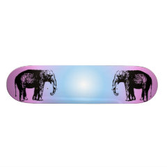 Pink And Blue Elephant Skateboard