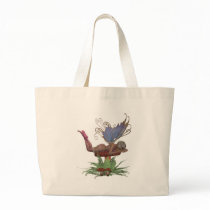 pink and blue fairy on mushroom bags by Ceyzpurplestang pink and blue fairy on mushroom bags
