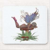 pink and blue fairy on mushroom mousepads by Ceyzpurplestang pink and blue fairy on mushroom mousepads