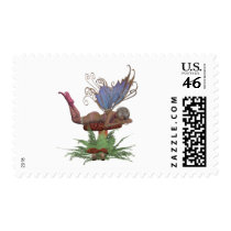 pink and blue fairy on mushroom postage by Ceyzpurplestang pink and blue fairy on mushroom postage