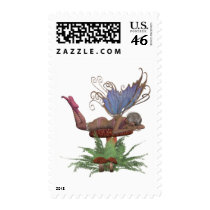 pink and blue fairy on mushroom postage by Ceyzpurplestang pink and blue fairy on mushroom postage