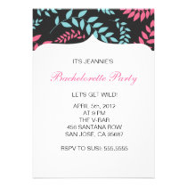 Pink and Blue Ferns Foliage Bachelorette Party invitations