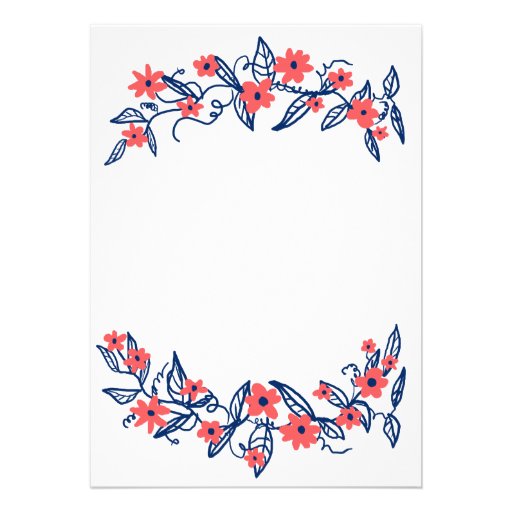 Pink and Blue Floral Banners Wedding Invitation