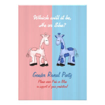 Pink and Blue Giraffes Gender Reveal Party invitations