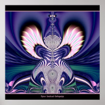Pink and Blue Guardian Angel Fractal Posters